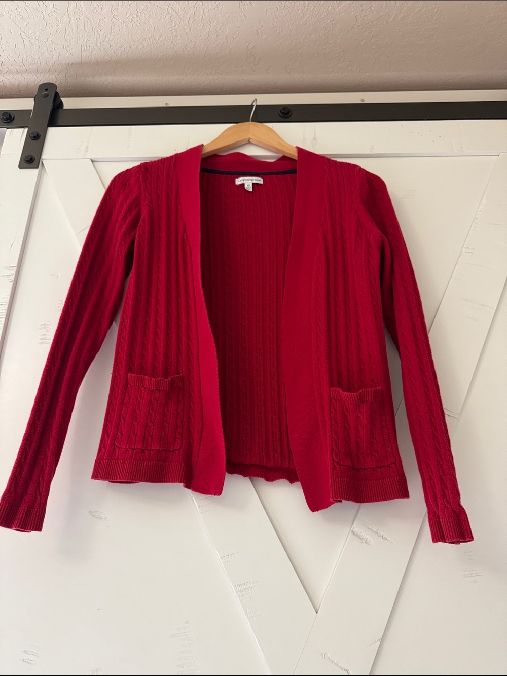 Croft&Barrow Red Cable Knit Open Cardigan